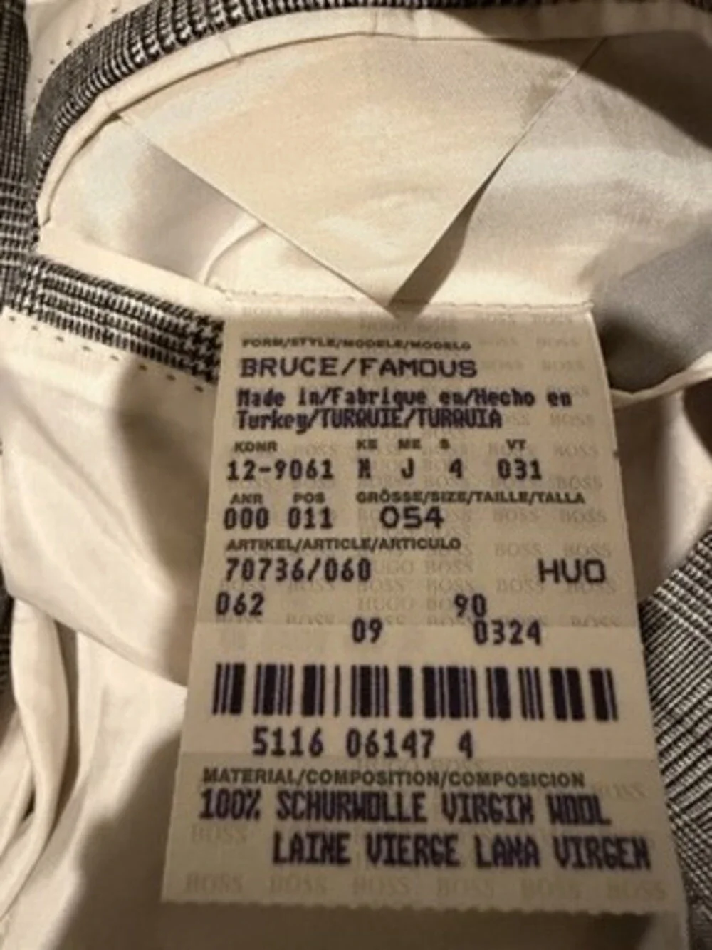Vintage Hugo Boss Custom 2 Piece Suit Grey Prince of Wales Check 44R